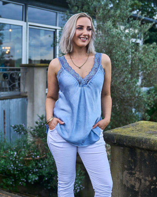 Portofino Lace Cami | Blue