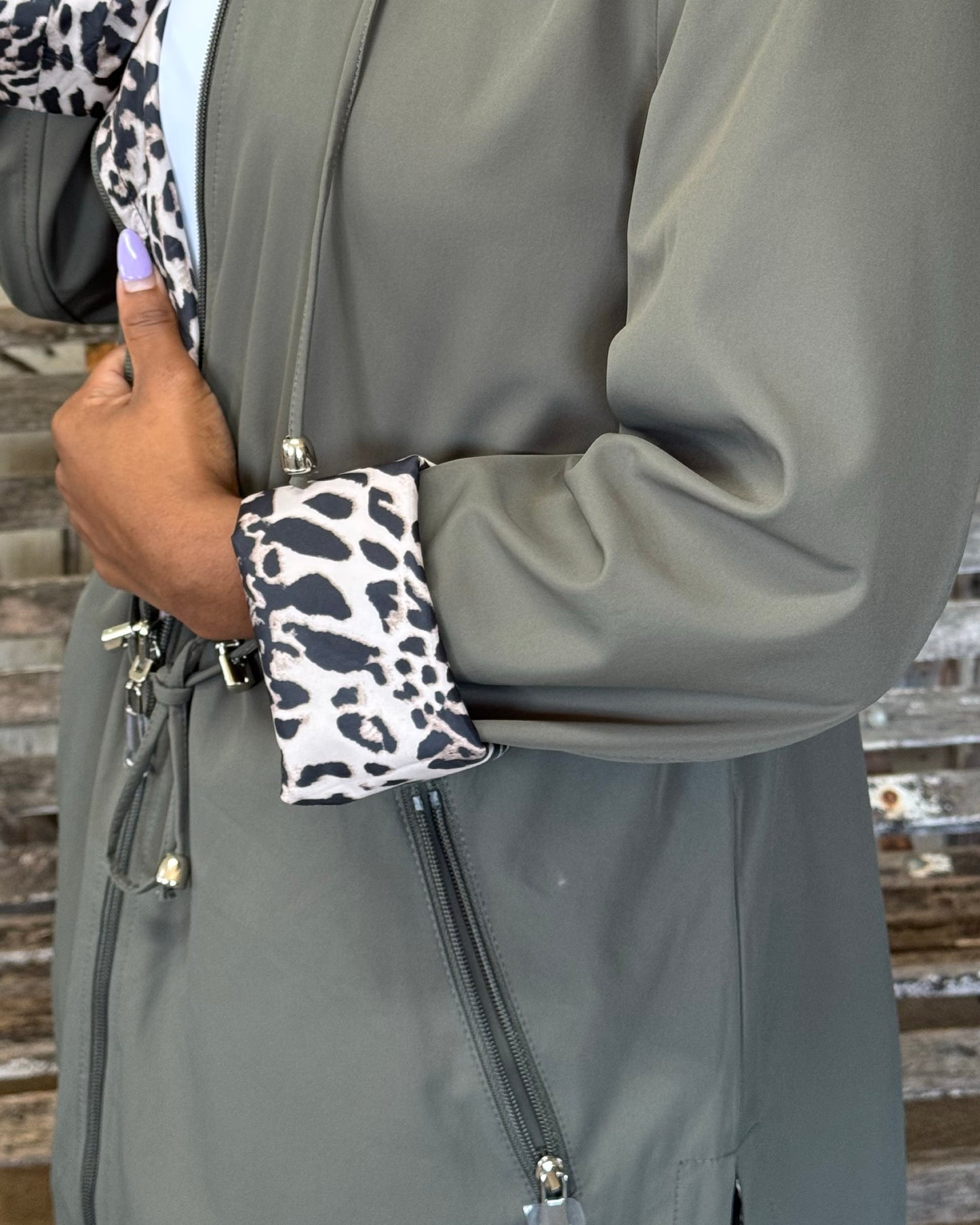 Reversible Animal Print Jacket | Olive