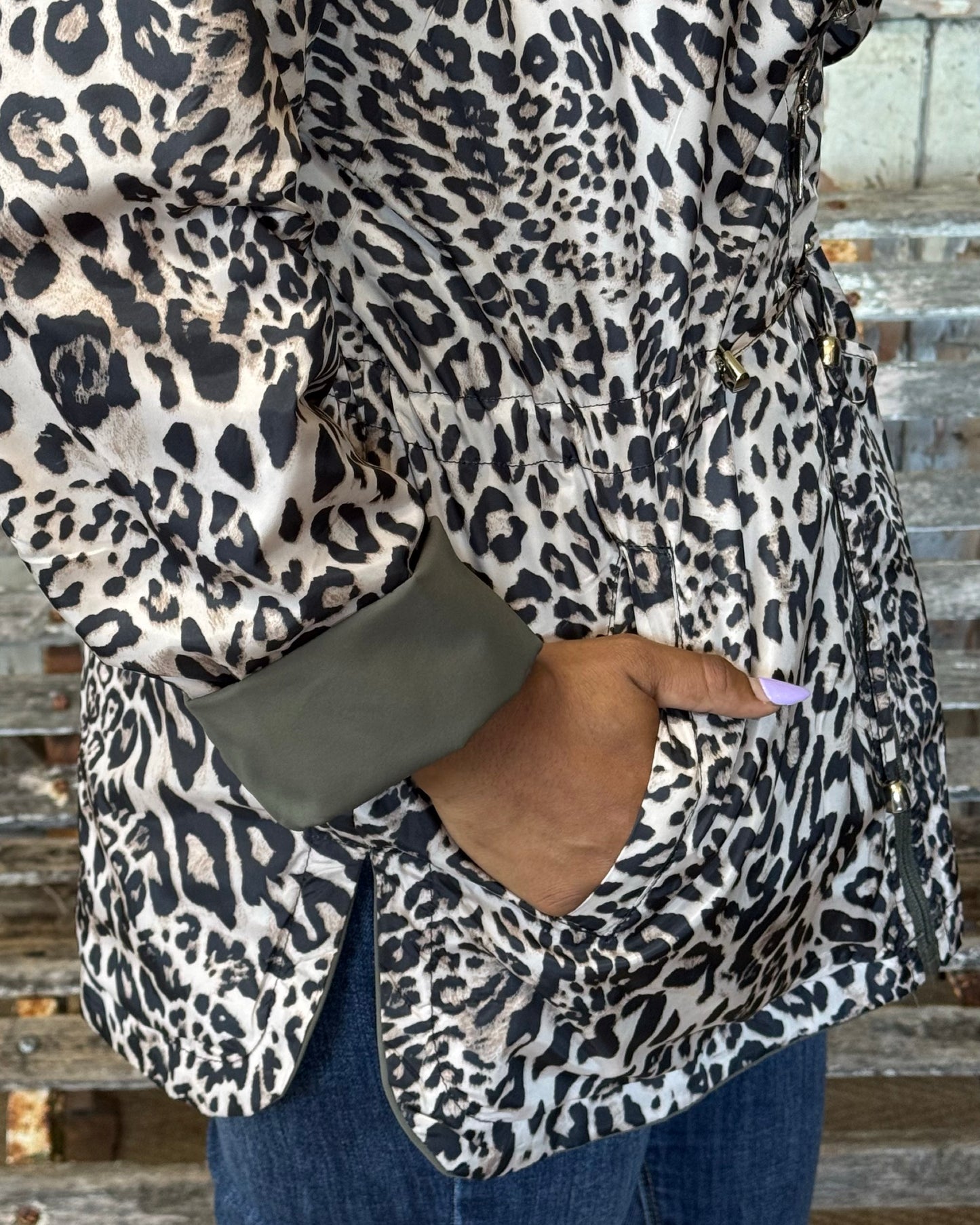 Reversible Animal Print Jacket | Olive