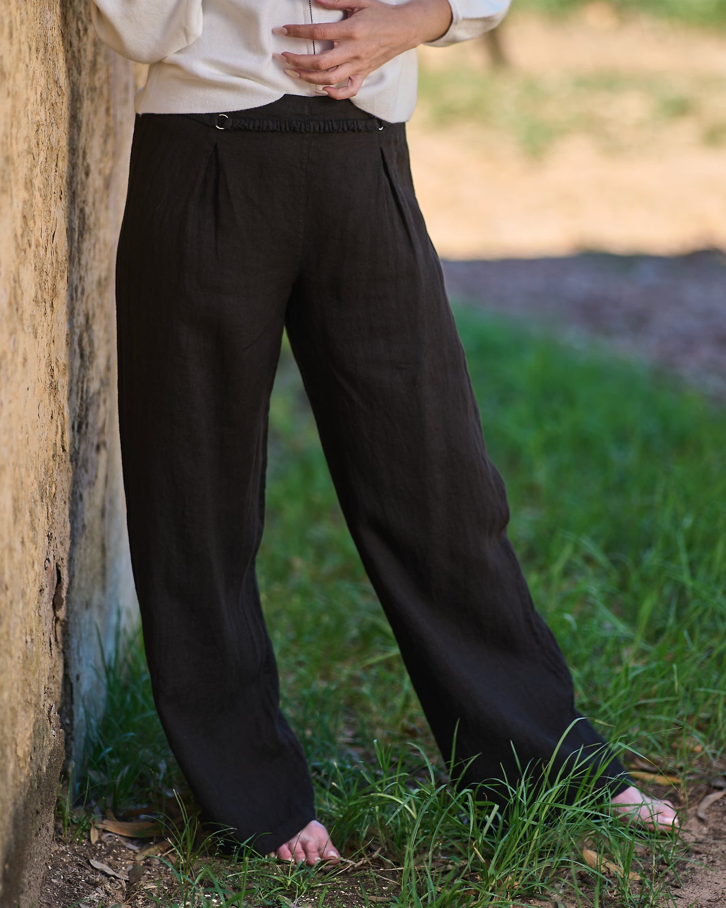 Step By Step Linen Pants | Black