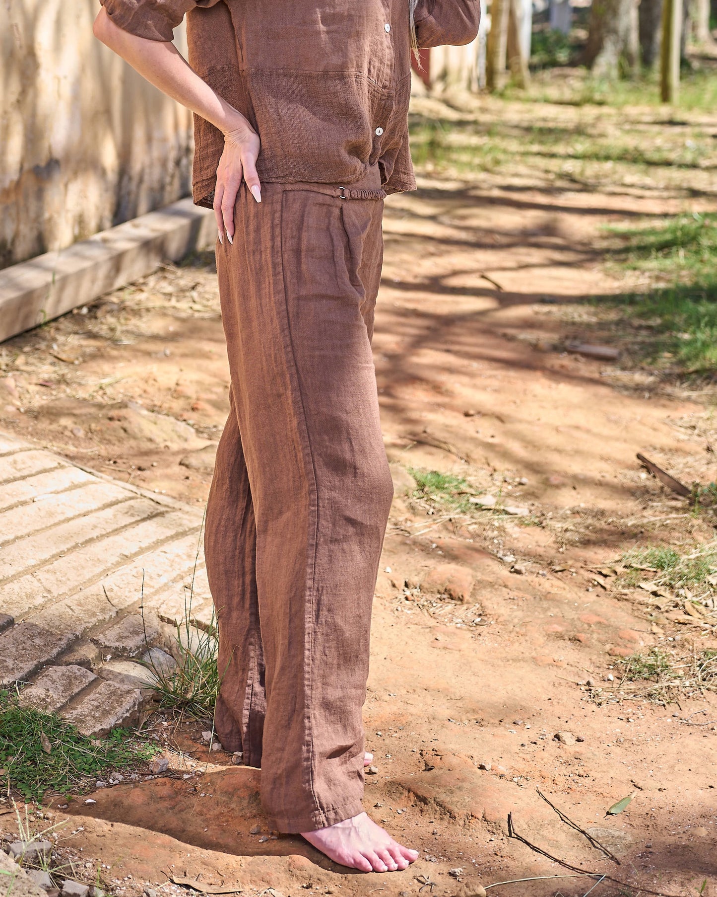Step By Step Linen Pants | Chocolate