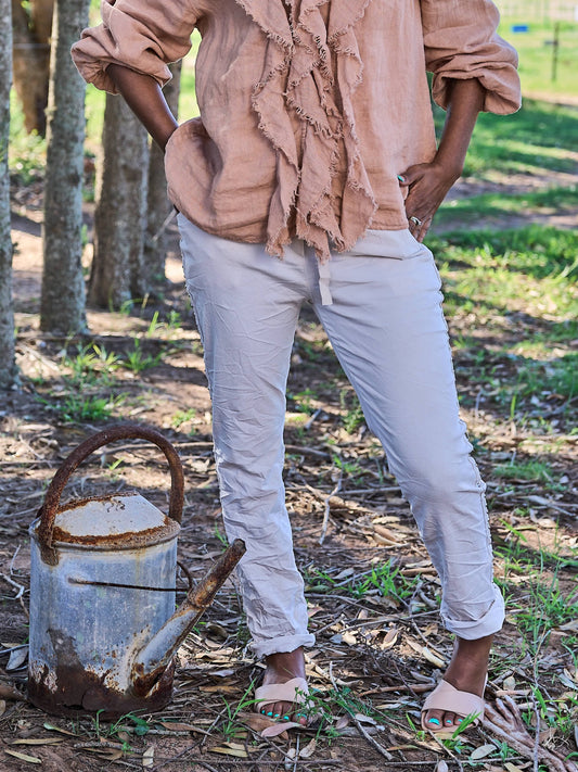 City Lights Drawstring Pants | Beige