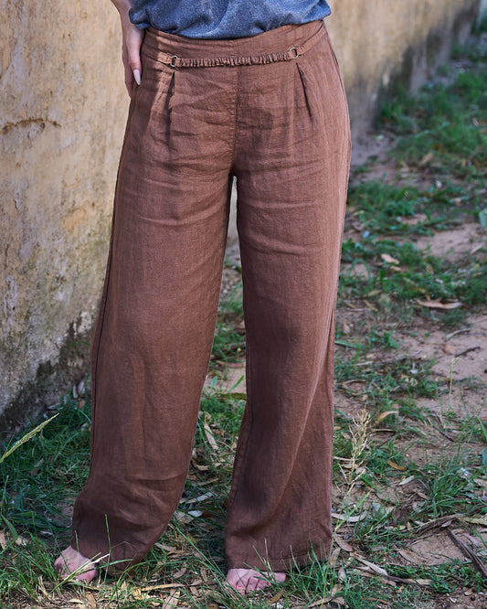 Step By Step Linen Pants | Chocolate