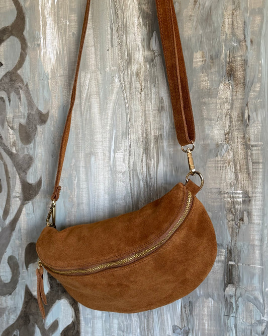 Always With Me Suede Sling Bag | Camel