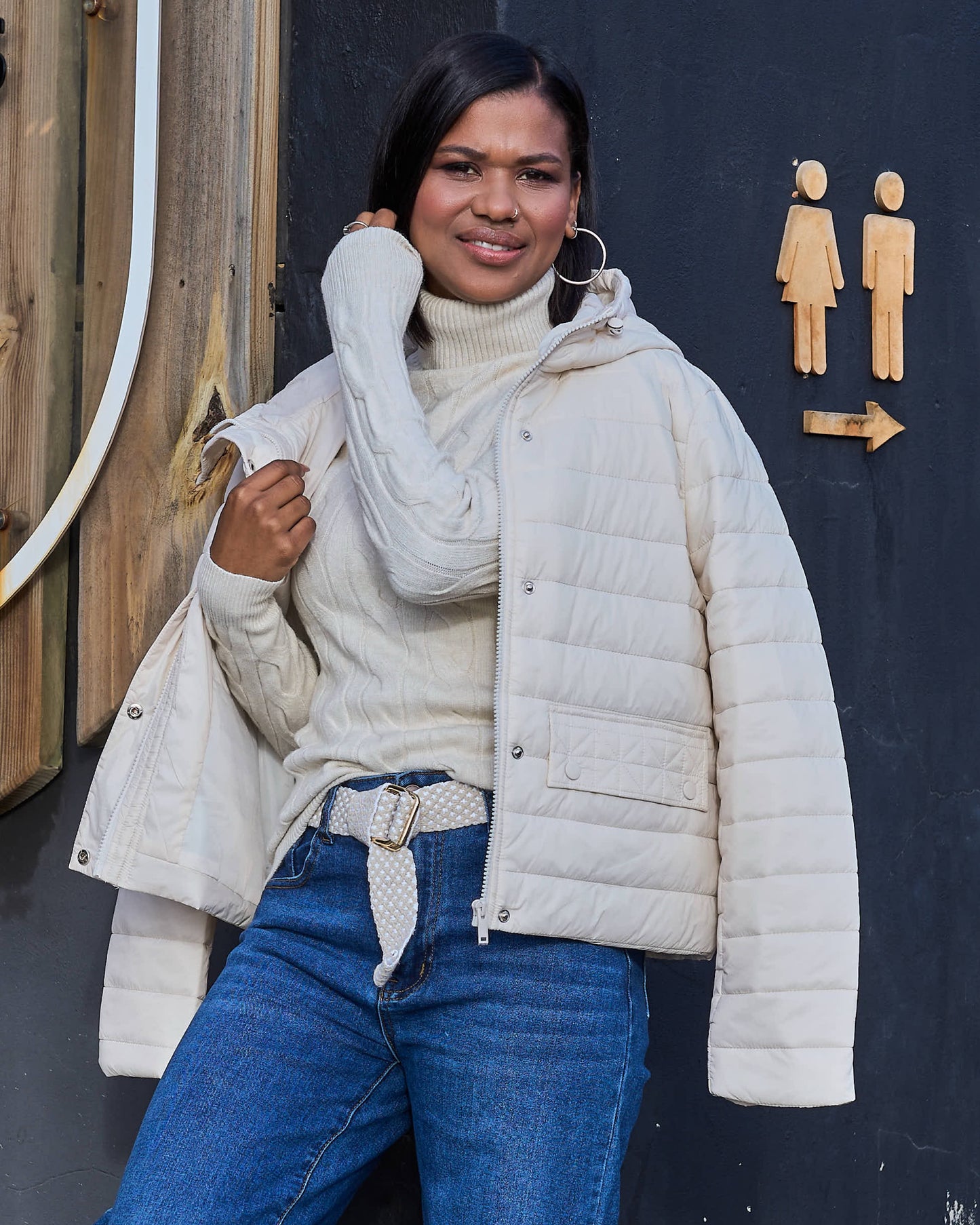 Featherline Puffer Jacket | Beige
