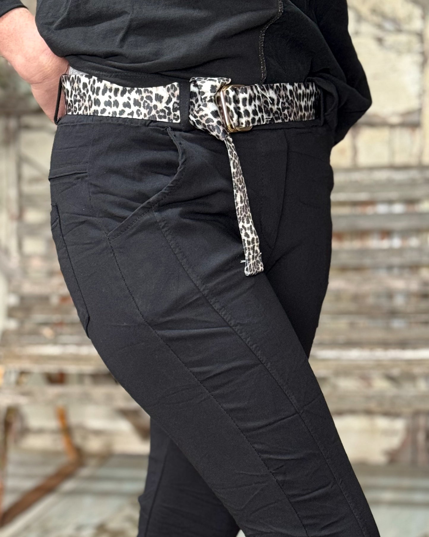 Double Take Drawstring Belted Pants | Black