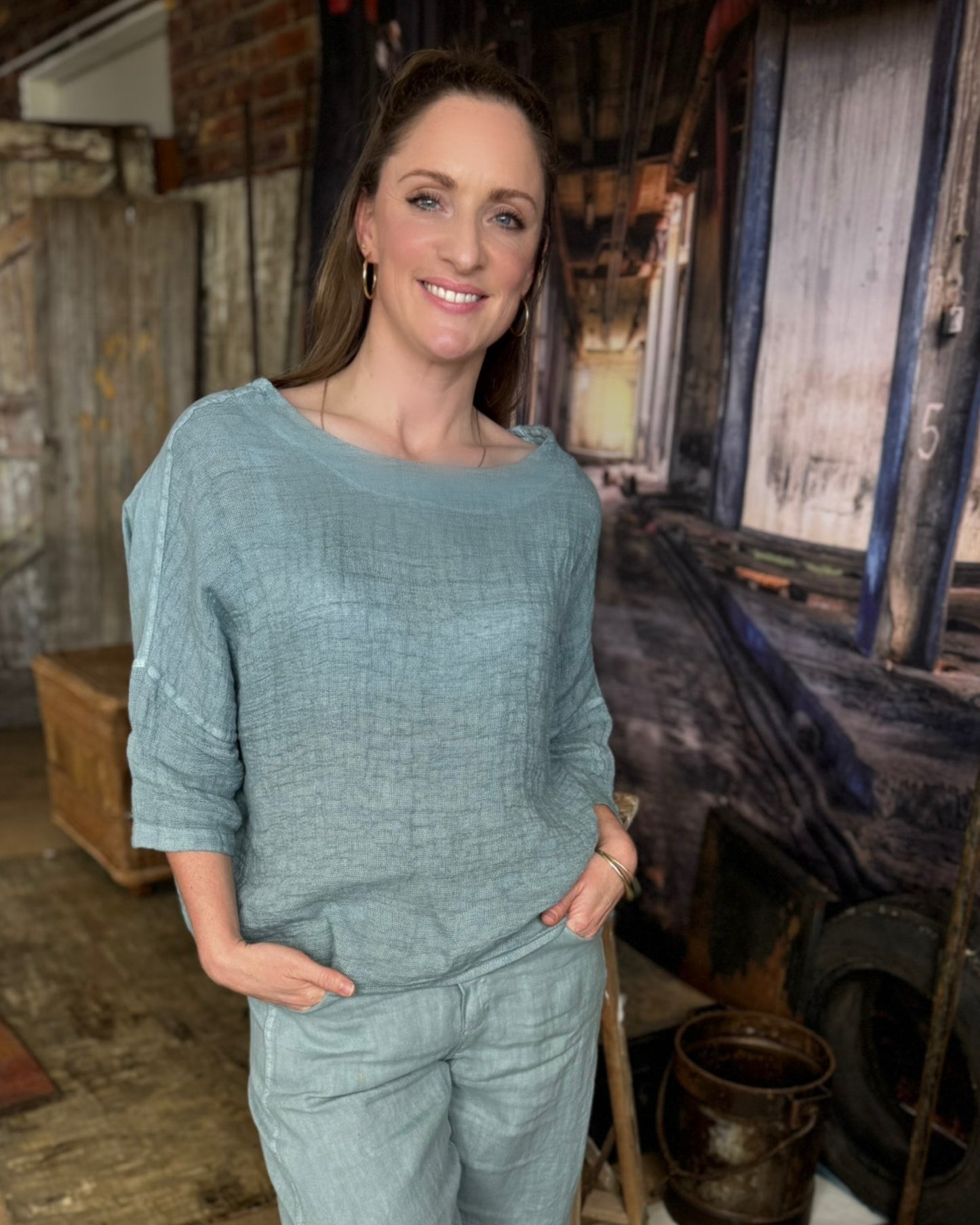Whisper Weave Linen Top | Sage
