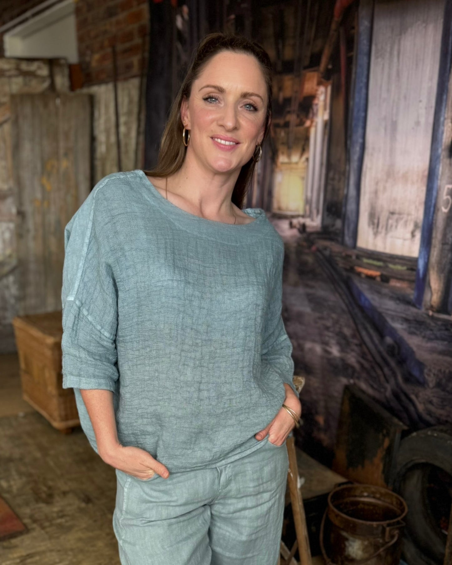 Whisper Weave Linen Top | Sage