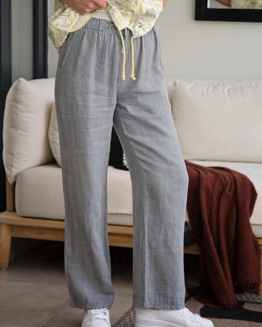 Royal Radiance Linen Pants | Light Grey