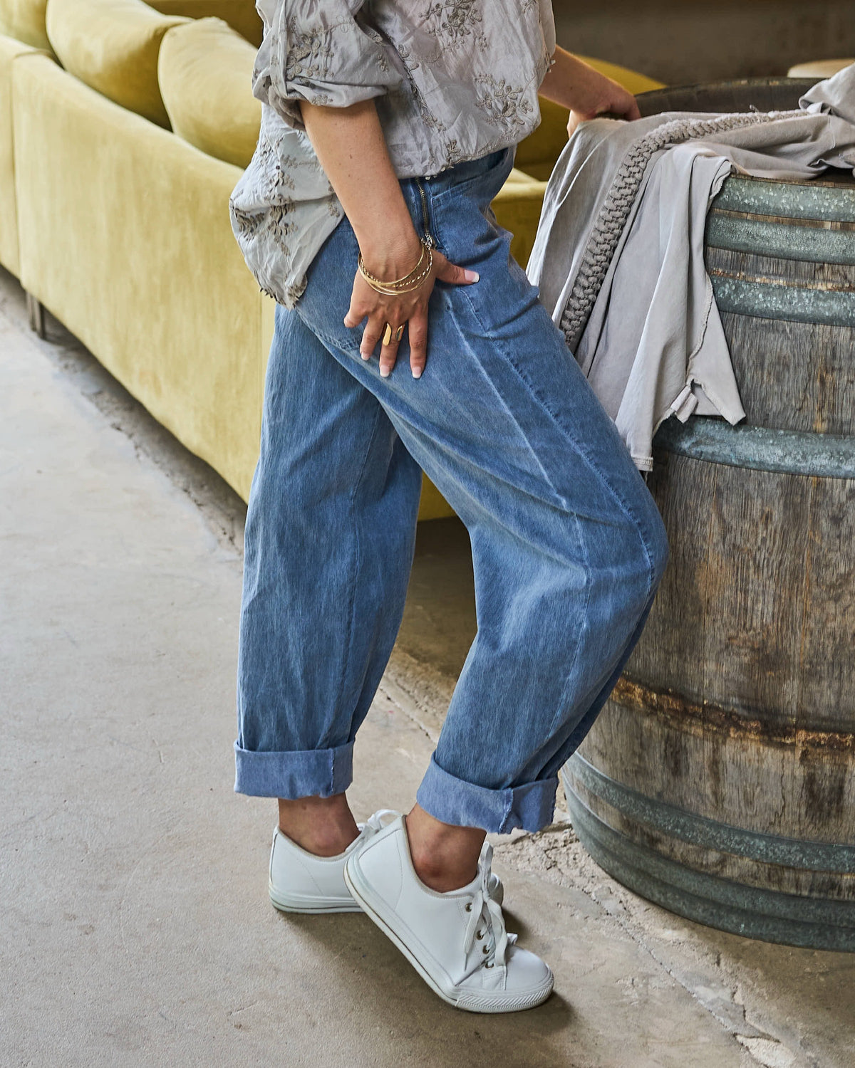 P.S I Love You Belted Pants | Denim Blue