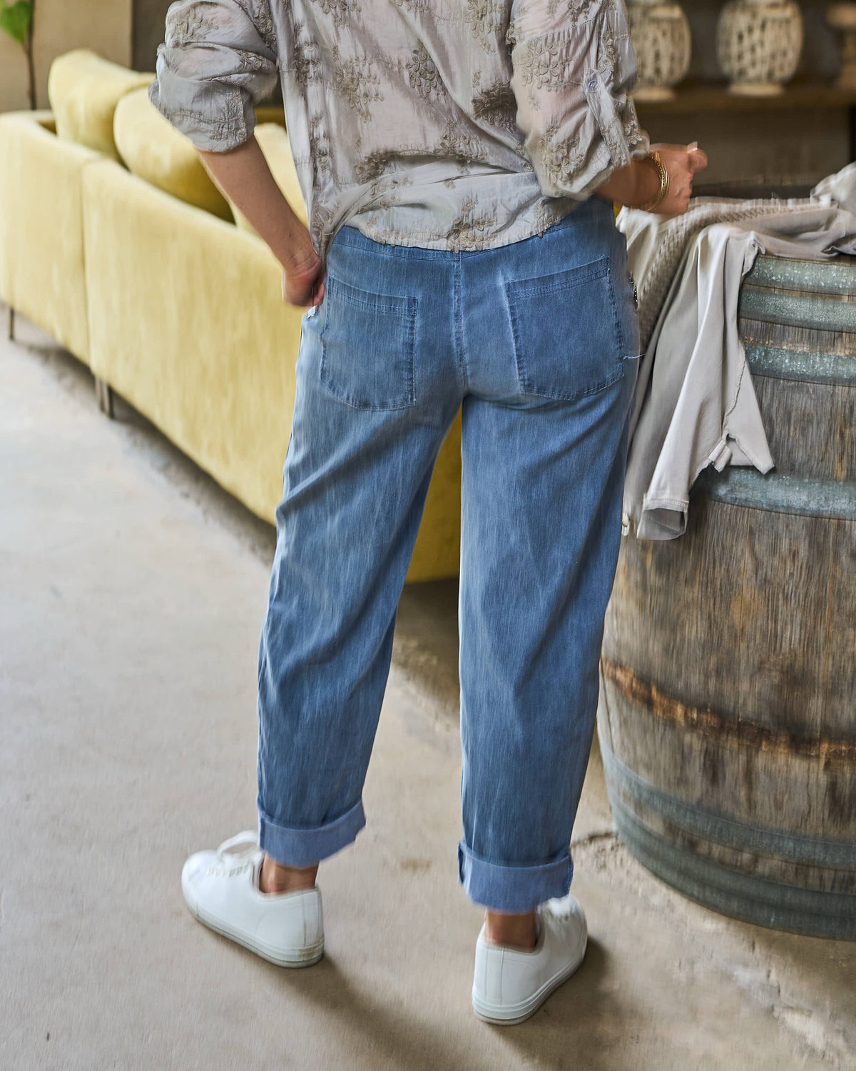 P.S I Love You Belted Pants | Denim Blue