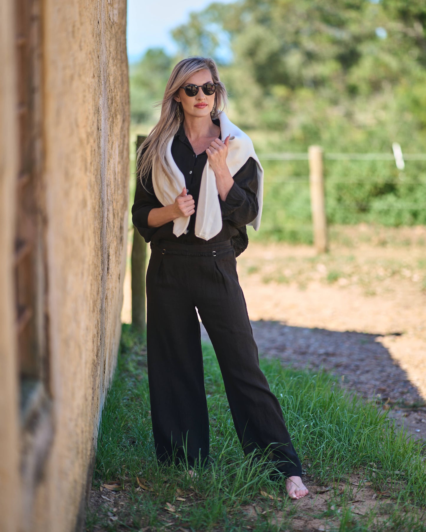 Step By Step Linen Pants | Black