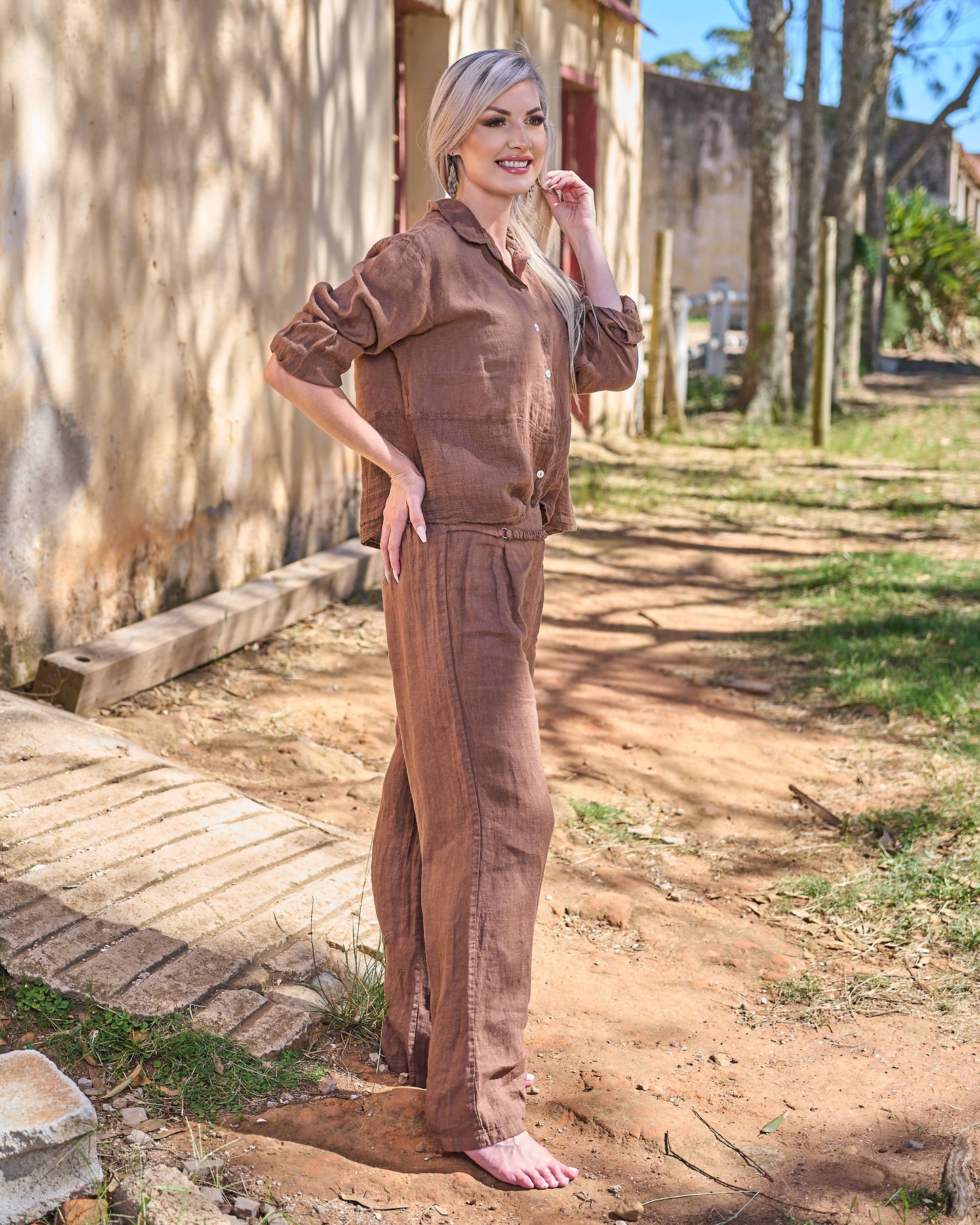 Step By Step Linen Pants | Chocolate
