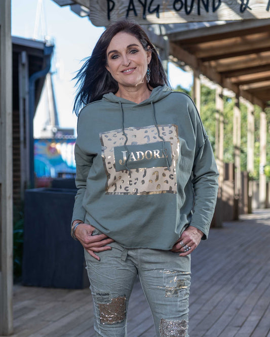 Jadore Hoodie Top | Sage