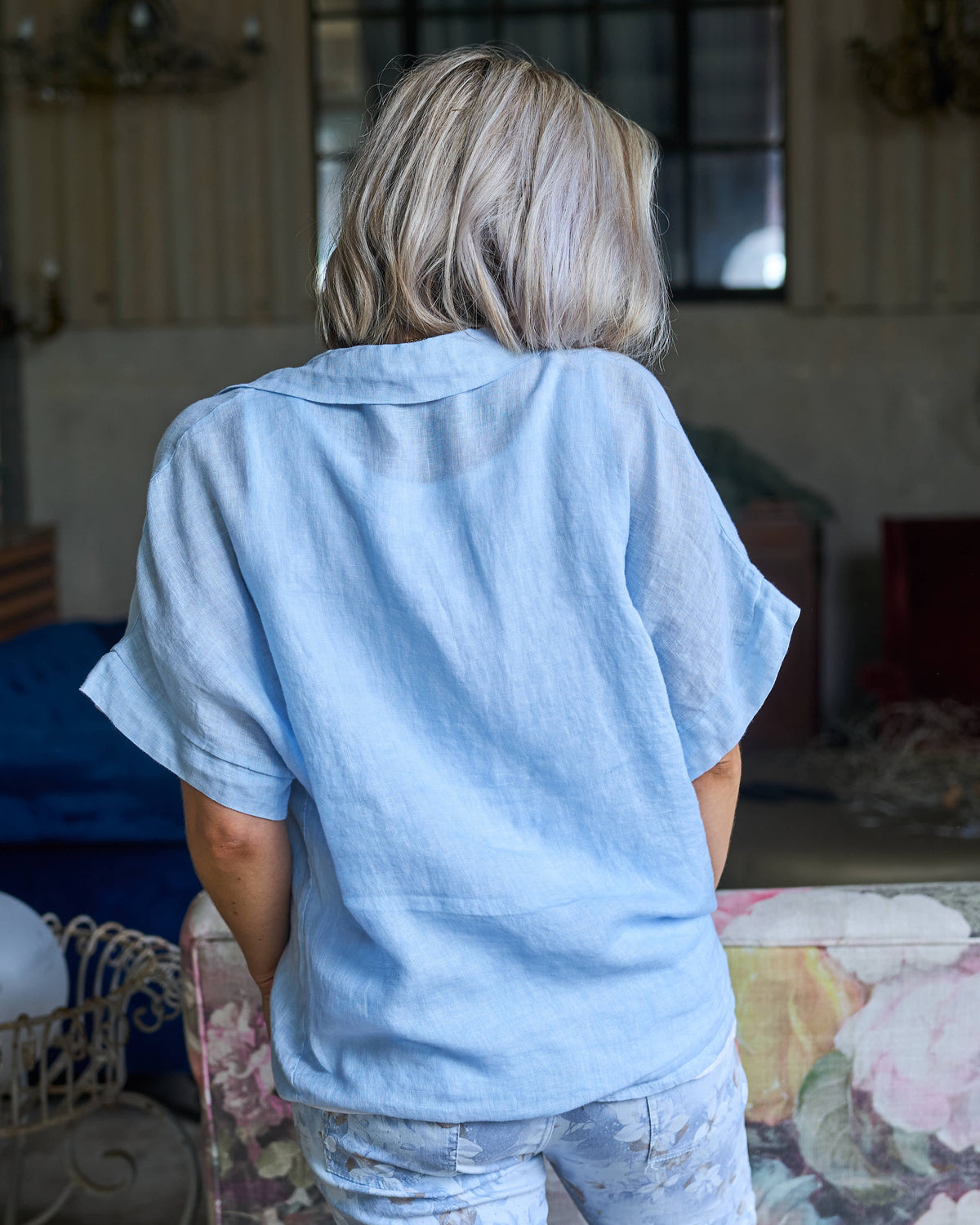 Jasmine Breeze Linen Shirt | Sky Blue