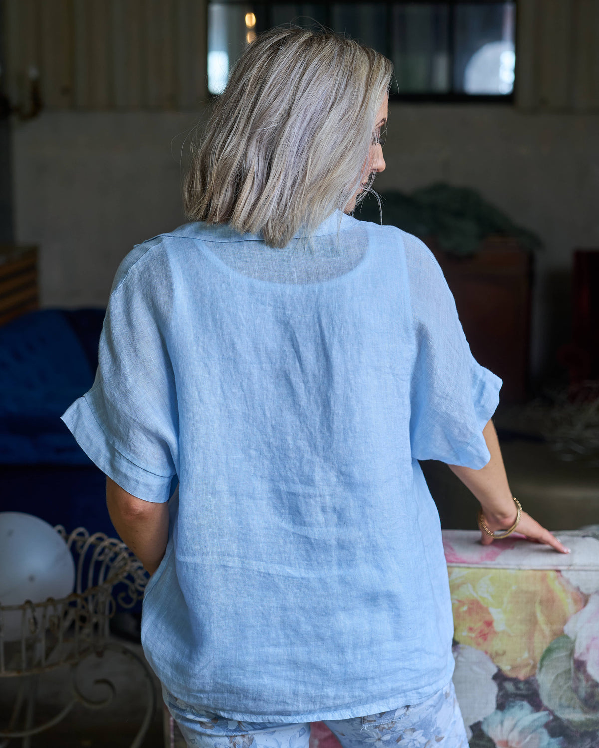 Jasmine Breeze Linen Shirt | Sky Blue
