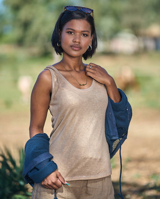 Kissed By Italy Cami | Camel