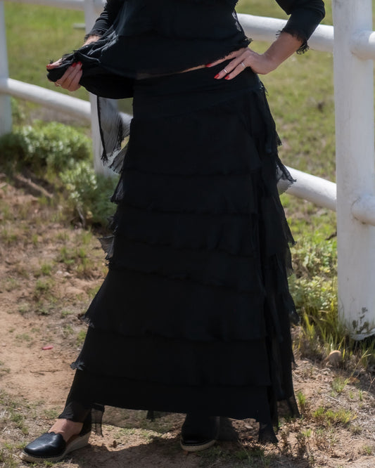 Buttercup Silk Skirt | Black