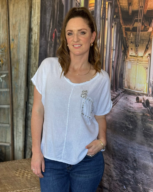 Let's Catch Up Top | White