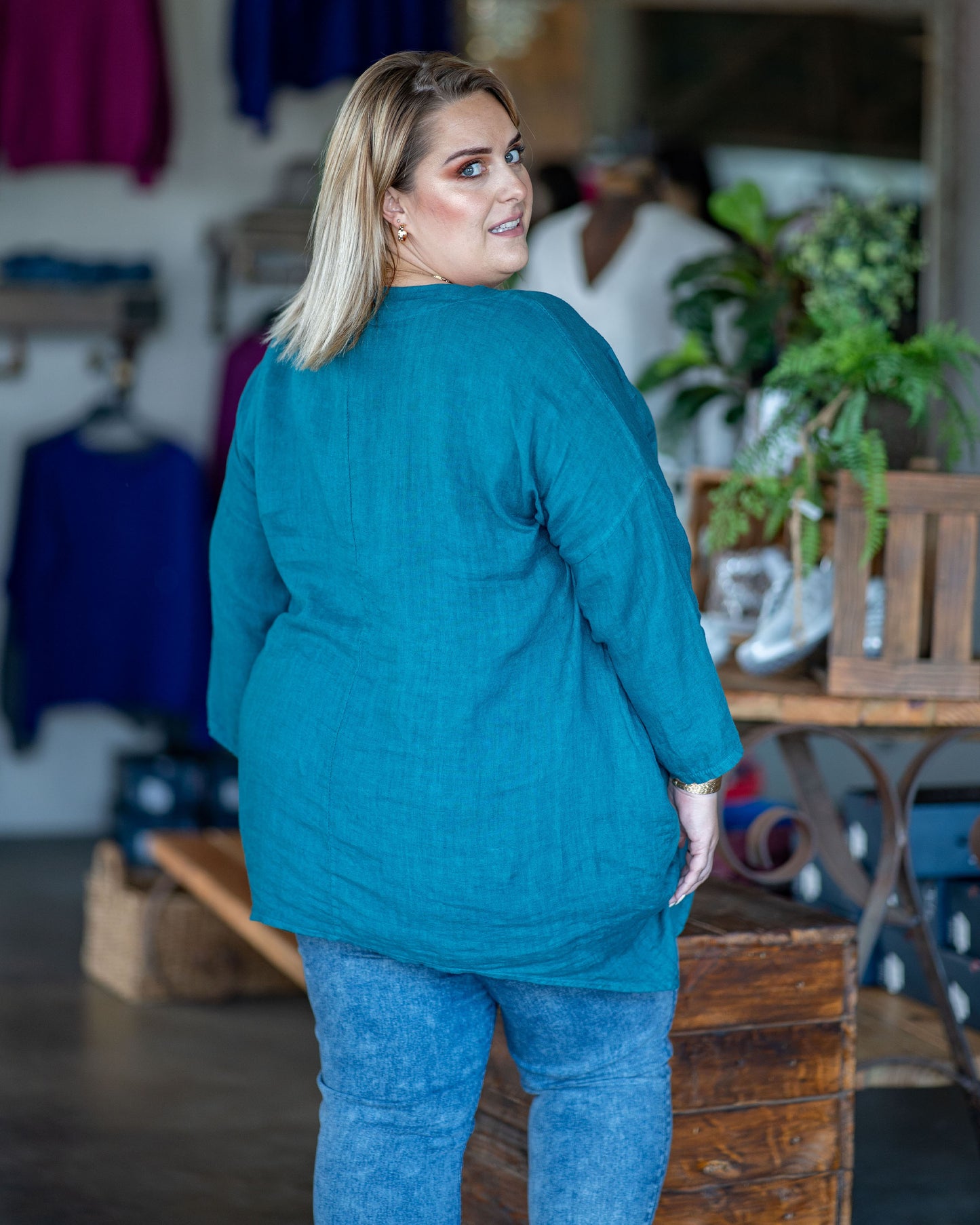 Loline Layer Linen Top | Teal