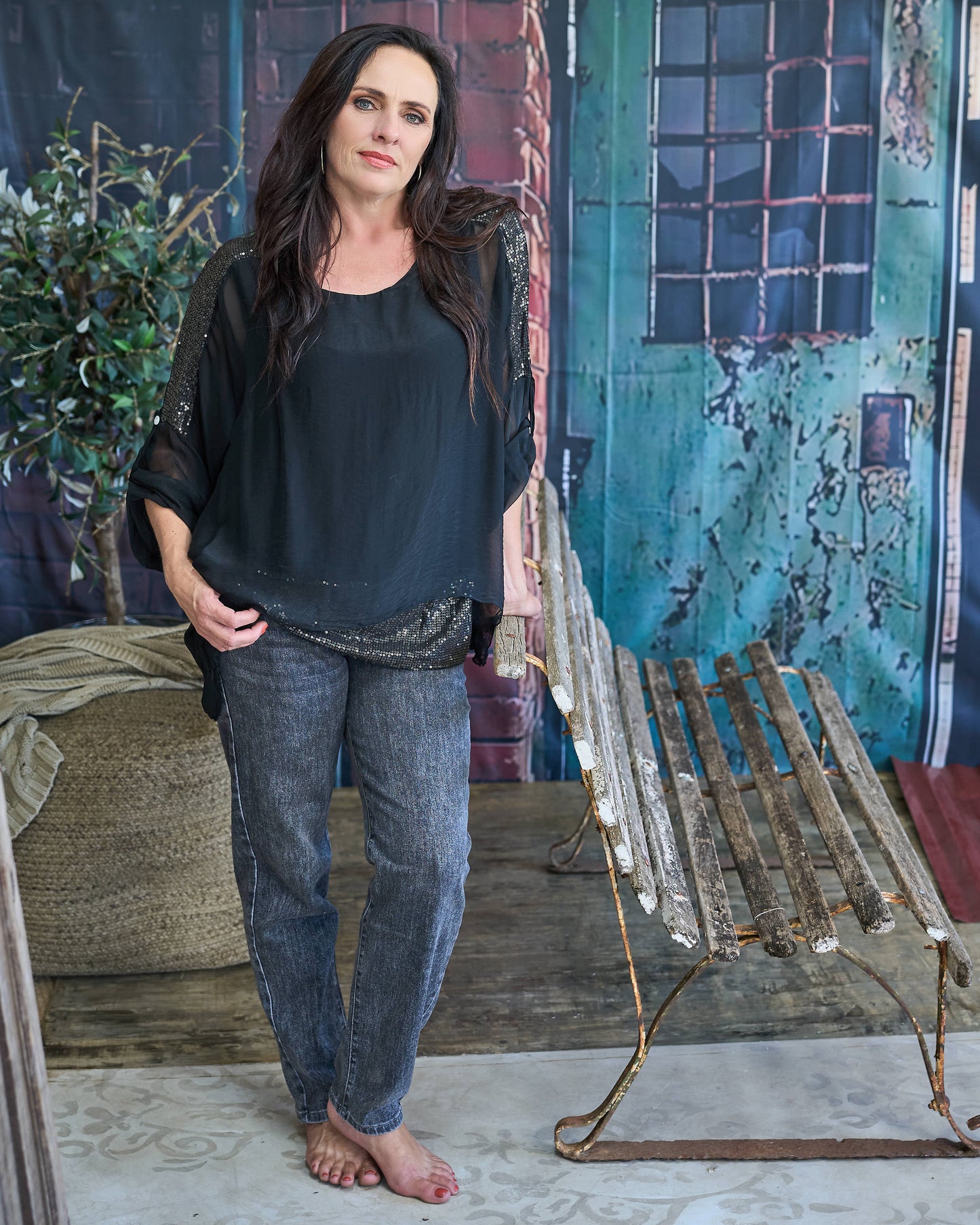 Luna Sequin Top | Black