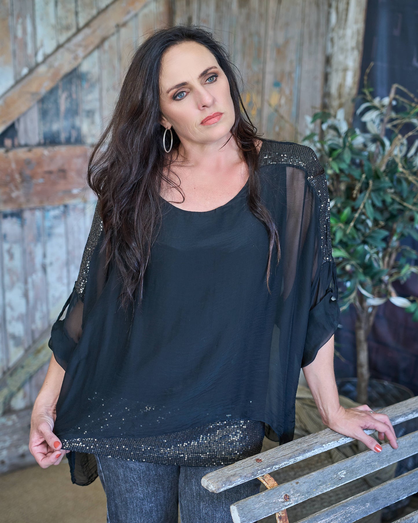 Luna Sequin Top | Black