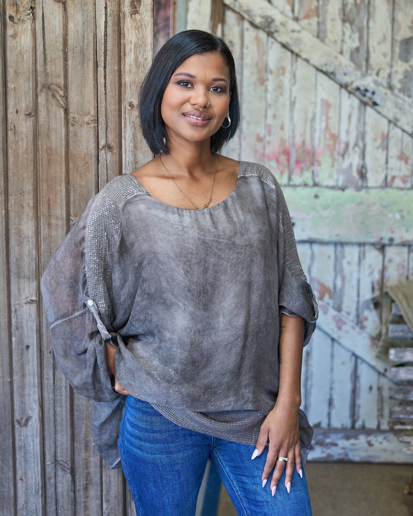 Luna Sequin Top | Cocoa Brown