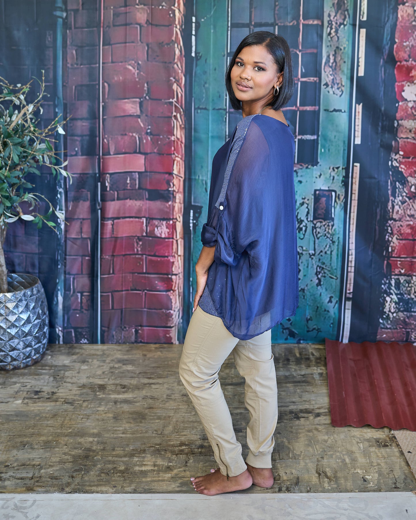 Luna Sequin Top | Navy