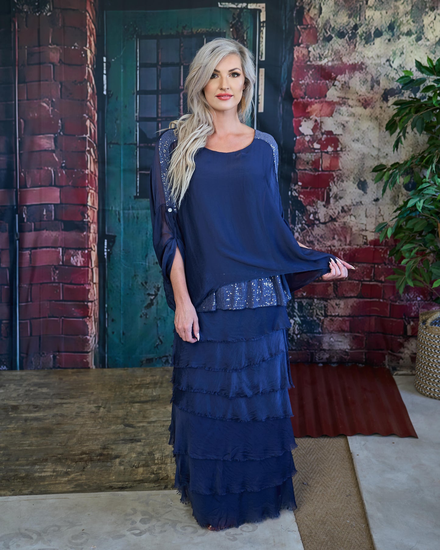 Luna Sequin Top | Navy