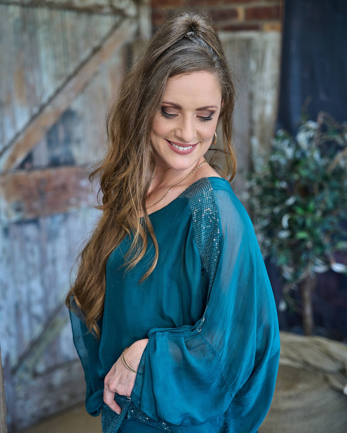 Luna Sequin Top | Teal