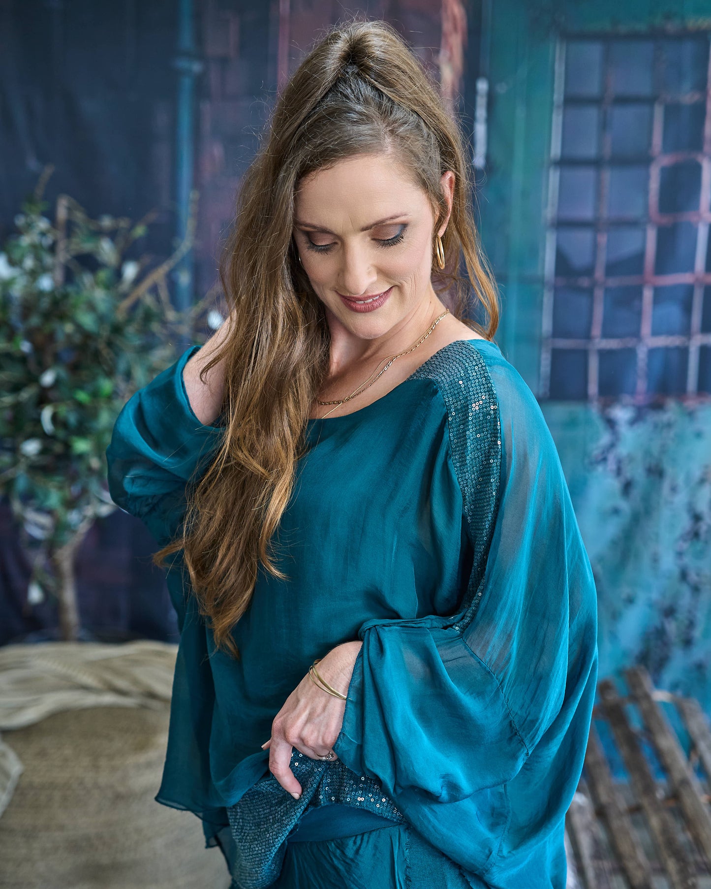 Luna Sequin Top | Teal