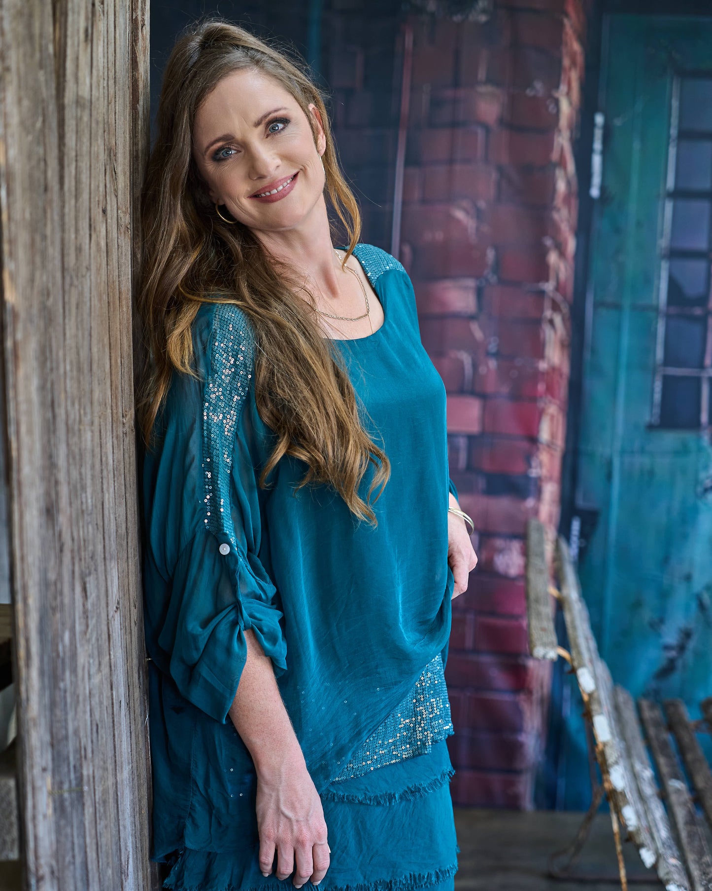 Luna Sequin Top | Teal
