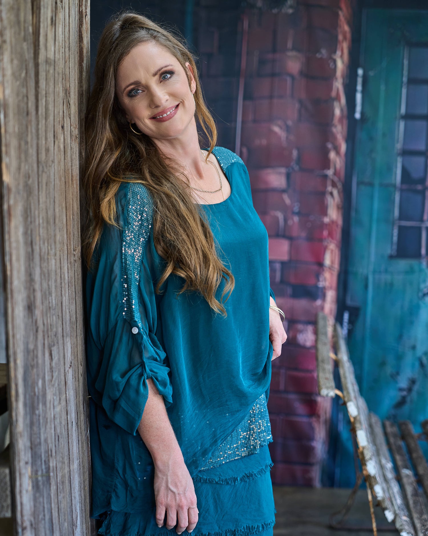 Luna Sequin Top | Teal