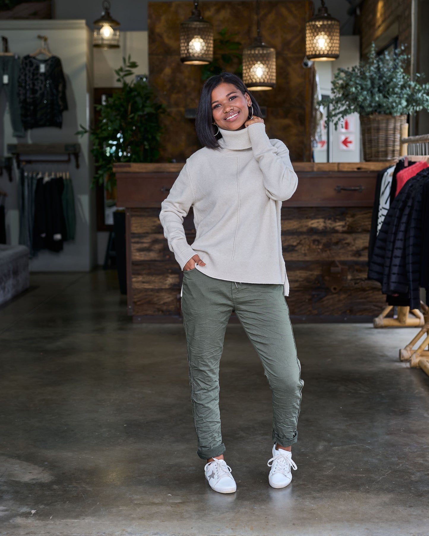Tuscan Texture Drawstring Pants | Olive