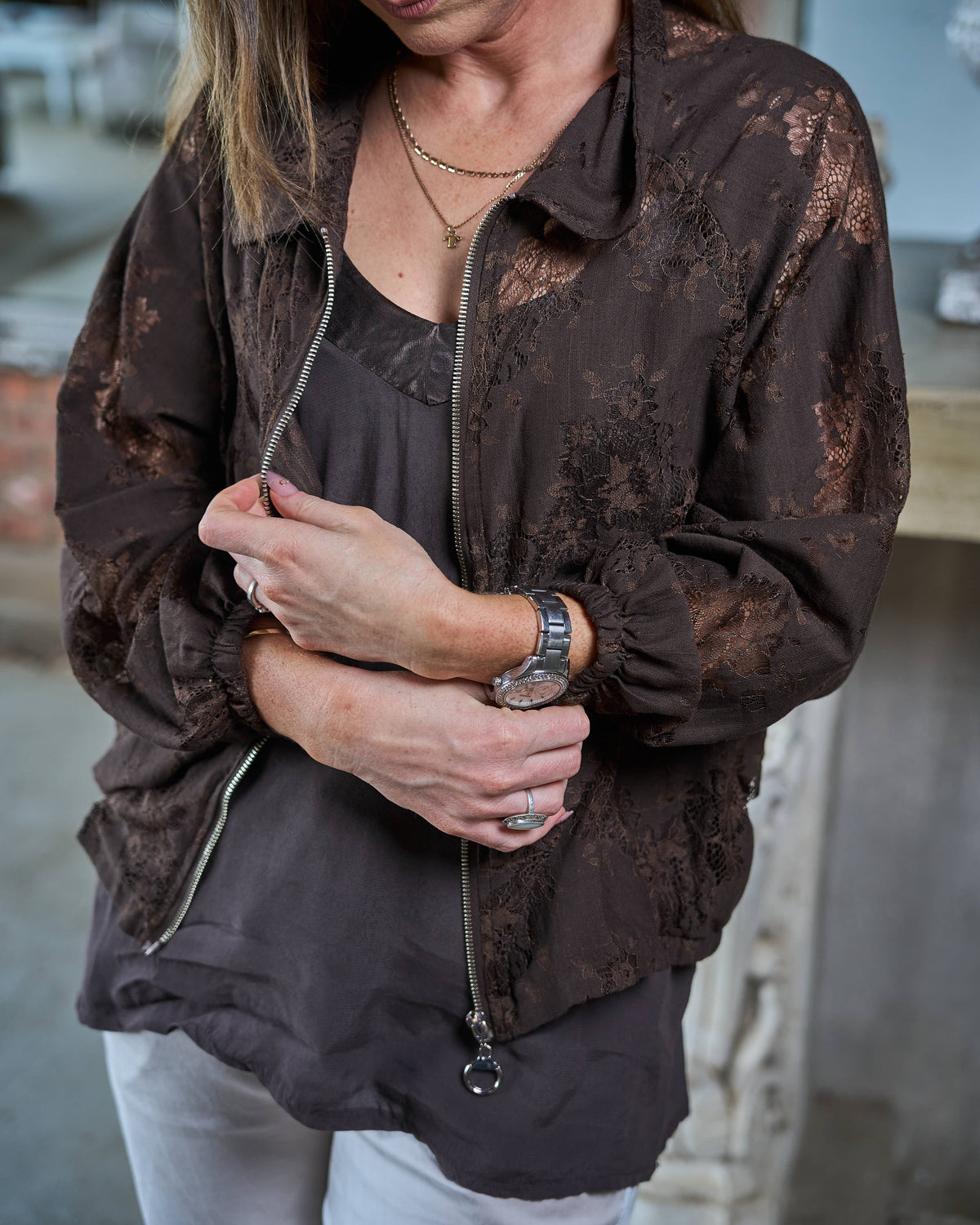 Monaco Lace Jacket | Choc Brown