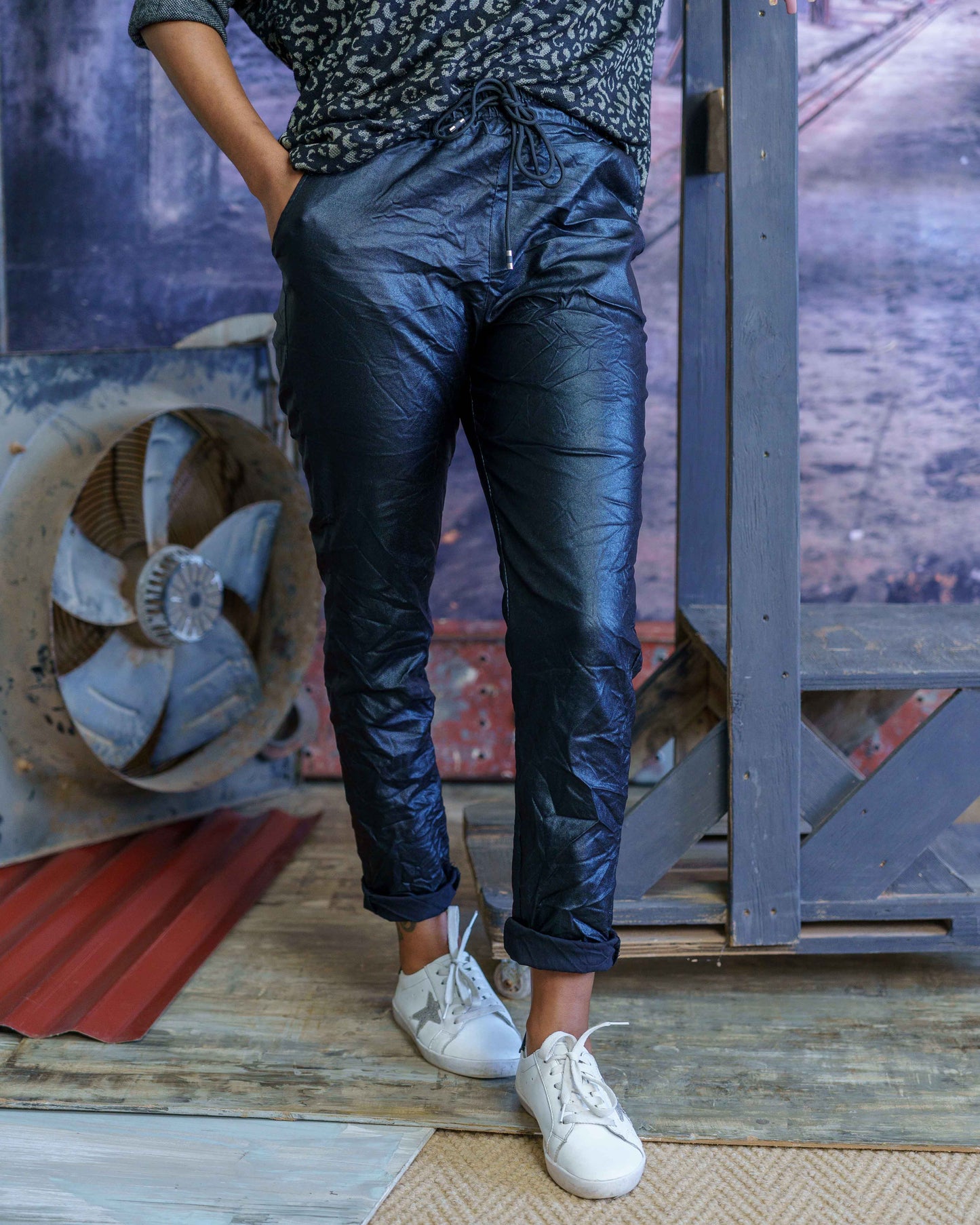 My Mistake Drawstring Pants | Shiny Black