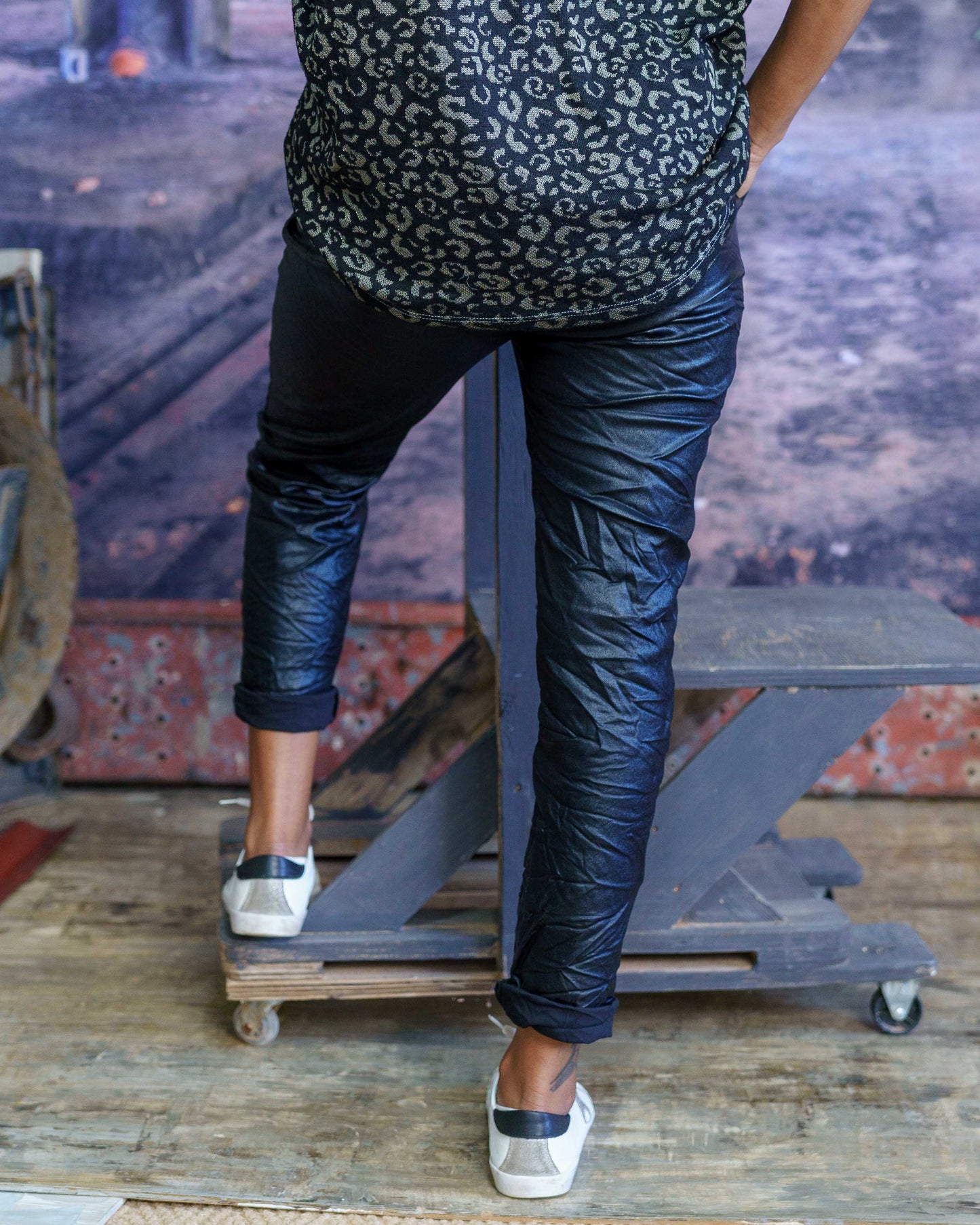 My Mistake Drawstring Pants | Shiny Black