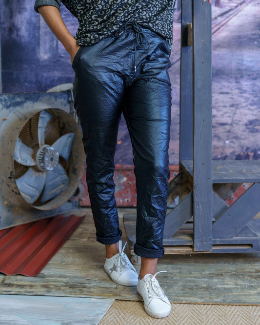 My Mistake Drawstring Pants | Shiny Black