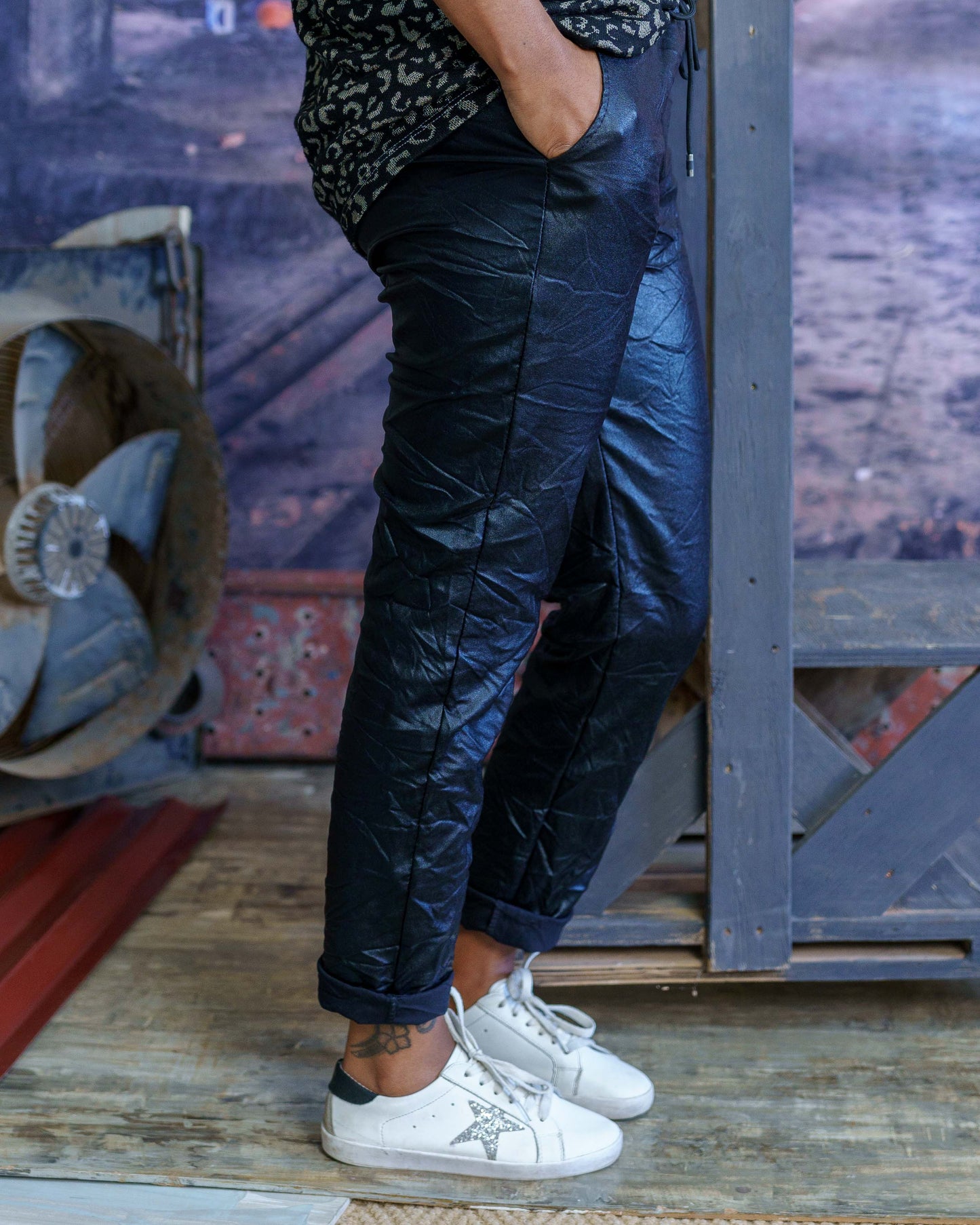 My Mistake Drawstring Pants | Shiny Black
