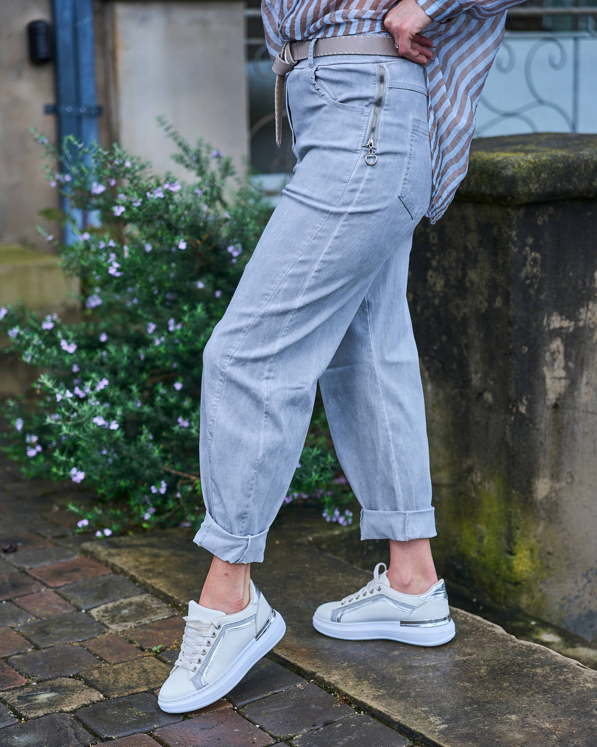 P.S I Love You Belted Pants | Grey