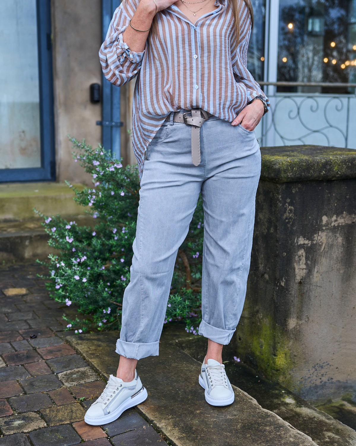 P.S I Love You Belted Pants | Grey