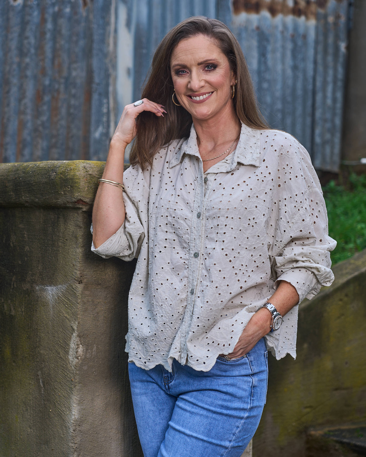 On My Way Anglaise Shirt | Beige