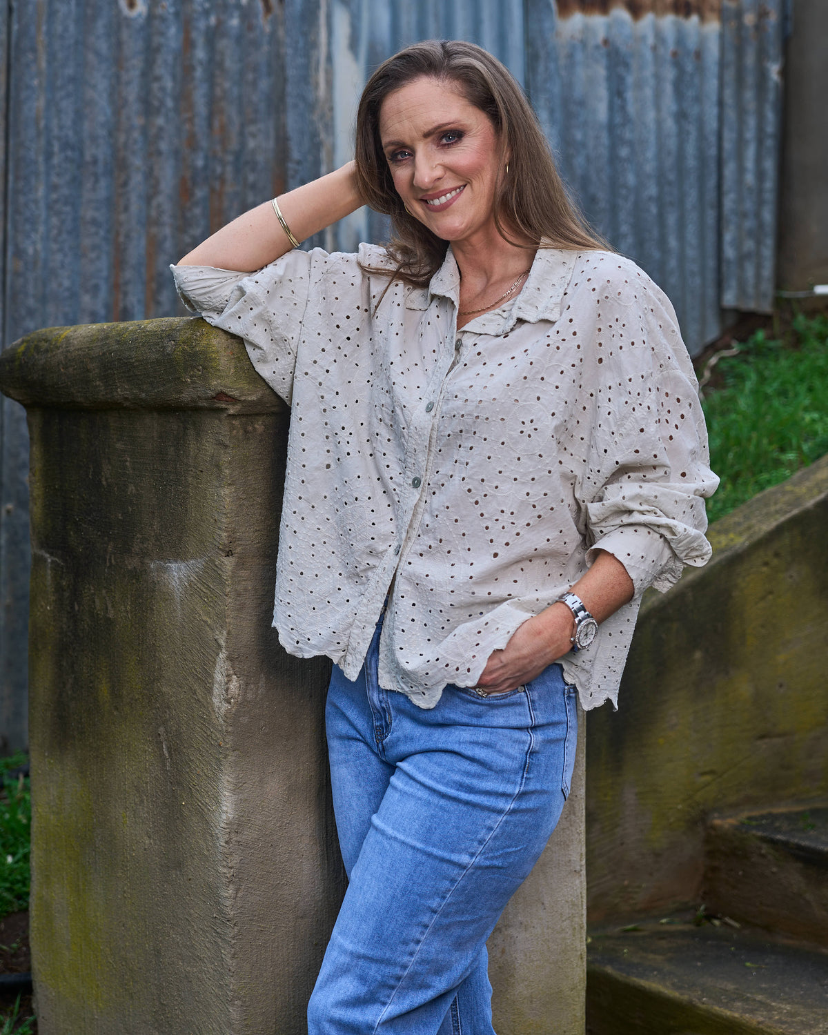 On My Way Anglaise Shirt | Beige