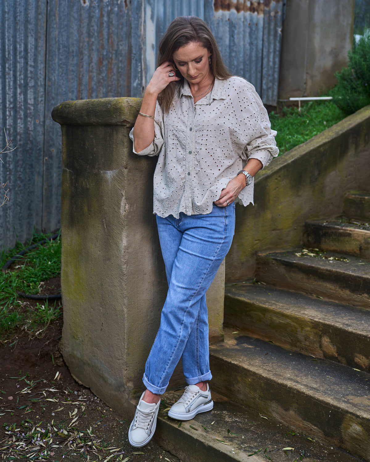 On My Way Anglaise Shirt | Beige