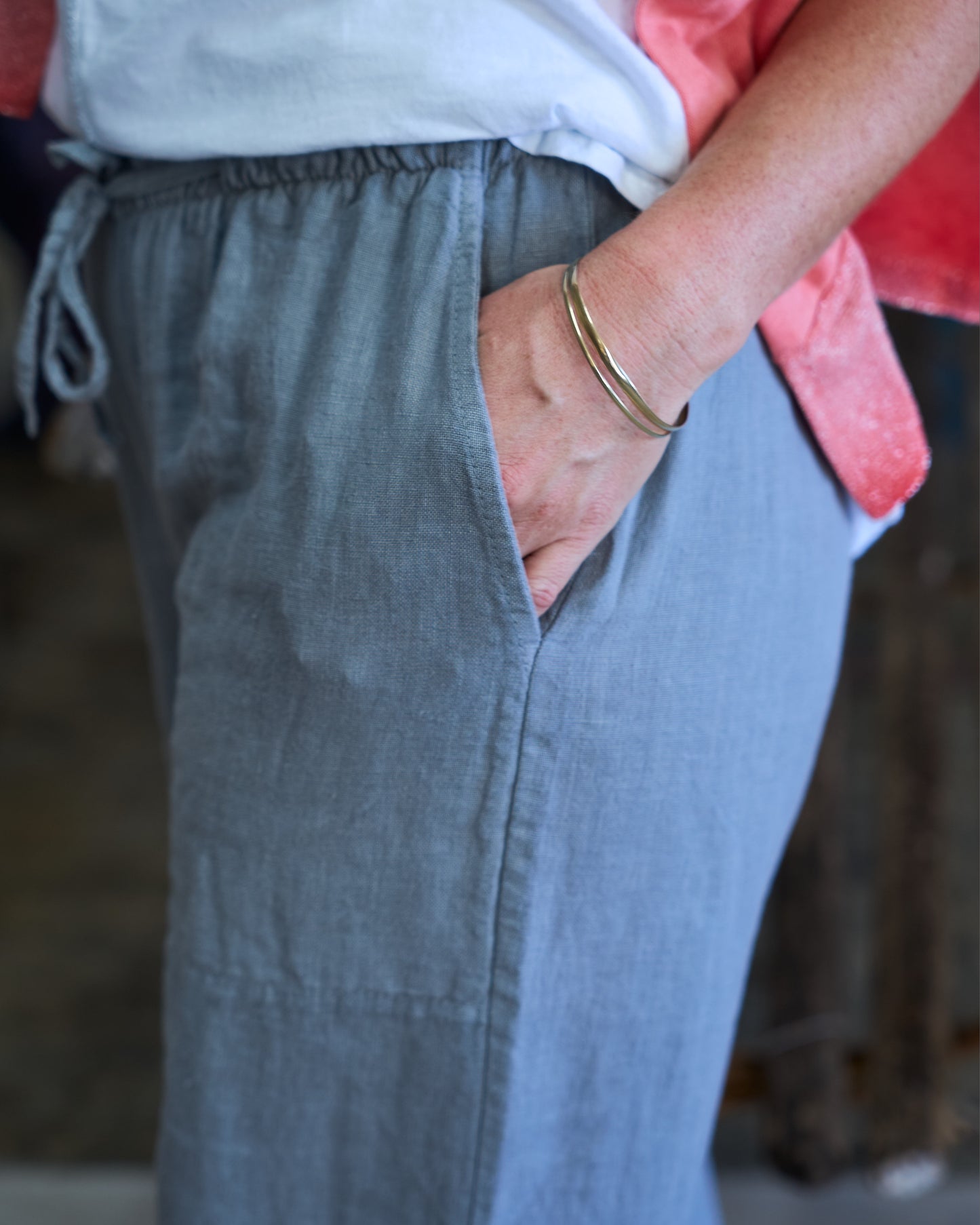 Royal Radiance Linen Pants | Light Grey