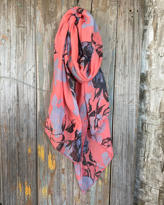 Petal Embrace Scarf | Coral