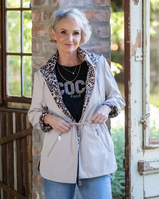 Reversible Animal Print Jacket | Light Beige