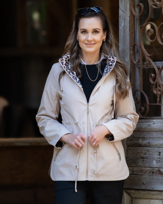Reversible Animal Print Jacket | Sandy Beige