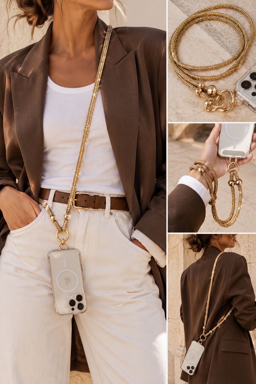 Rhinestone Crossbody Sling | Gold