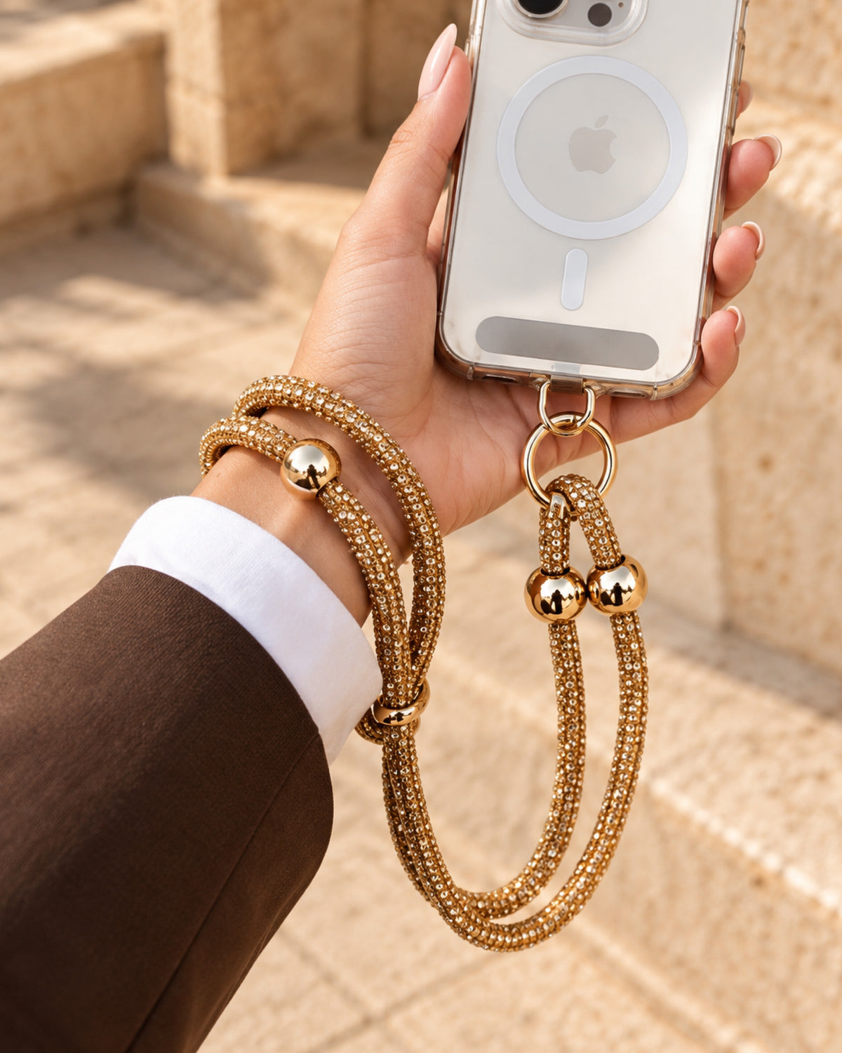 Rhinestone Crossbody Sling | Gold